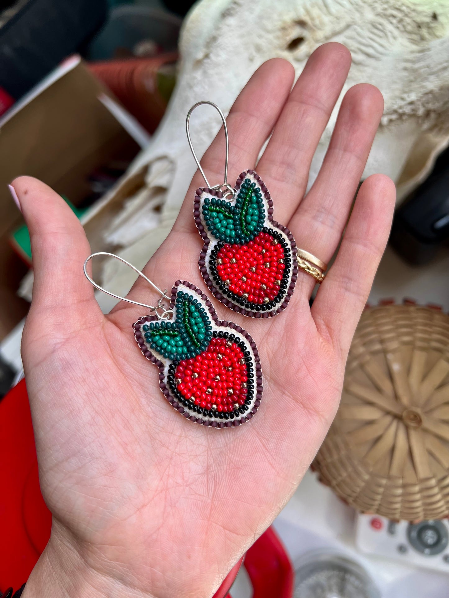 Strawberry Earrings by First Star Beads