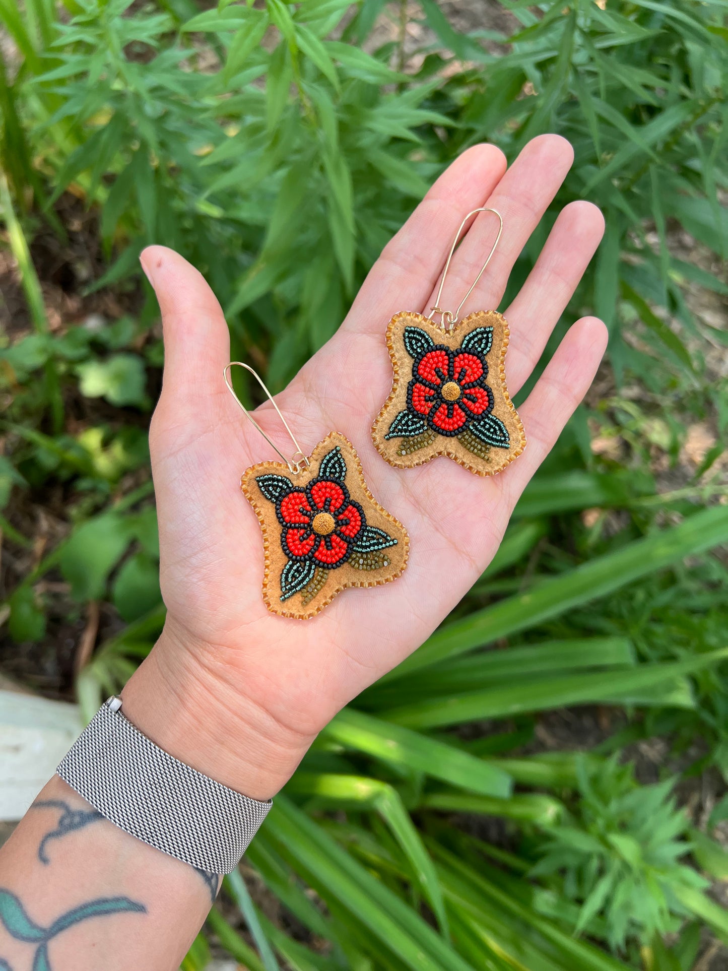 Tattooed Floral Earrings