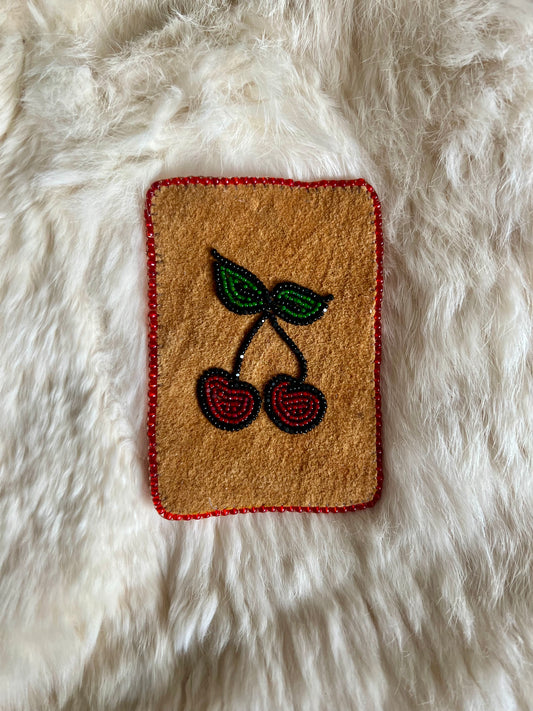 Sweet Cherry Moose Hide Card Holder