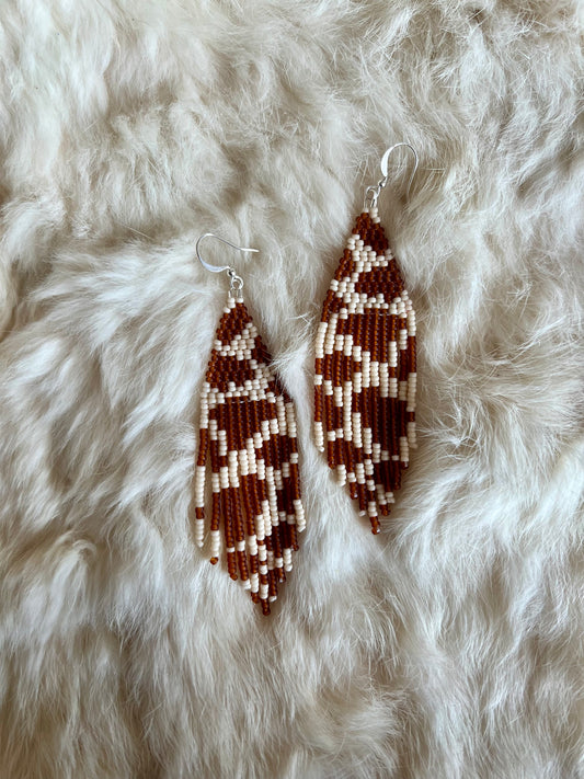 Cow Print Fringe Earrings
