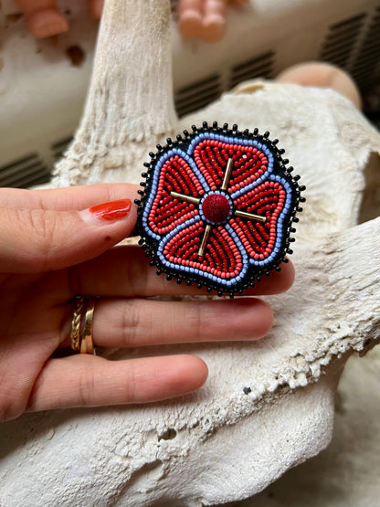 Beaded Tufted Poppy Pin