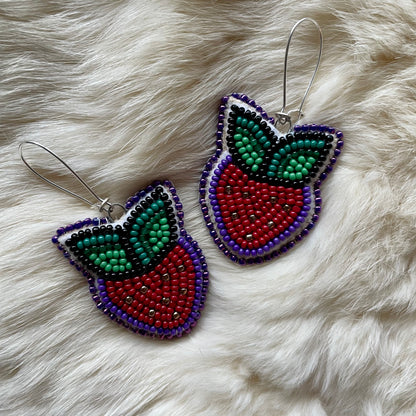 Strawberry Earrings by First Star Beads