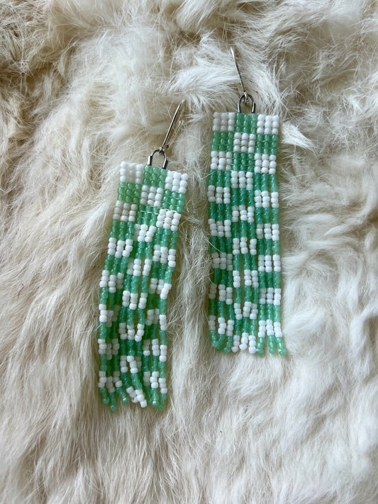 Mint Checkered Fringe