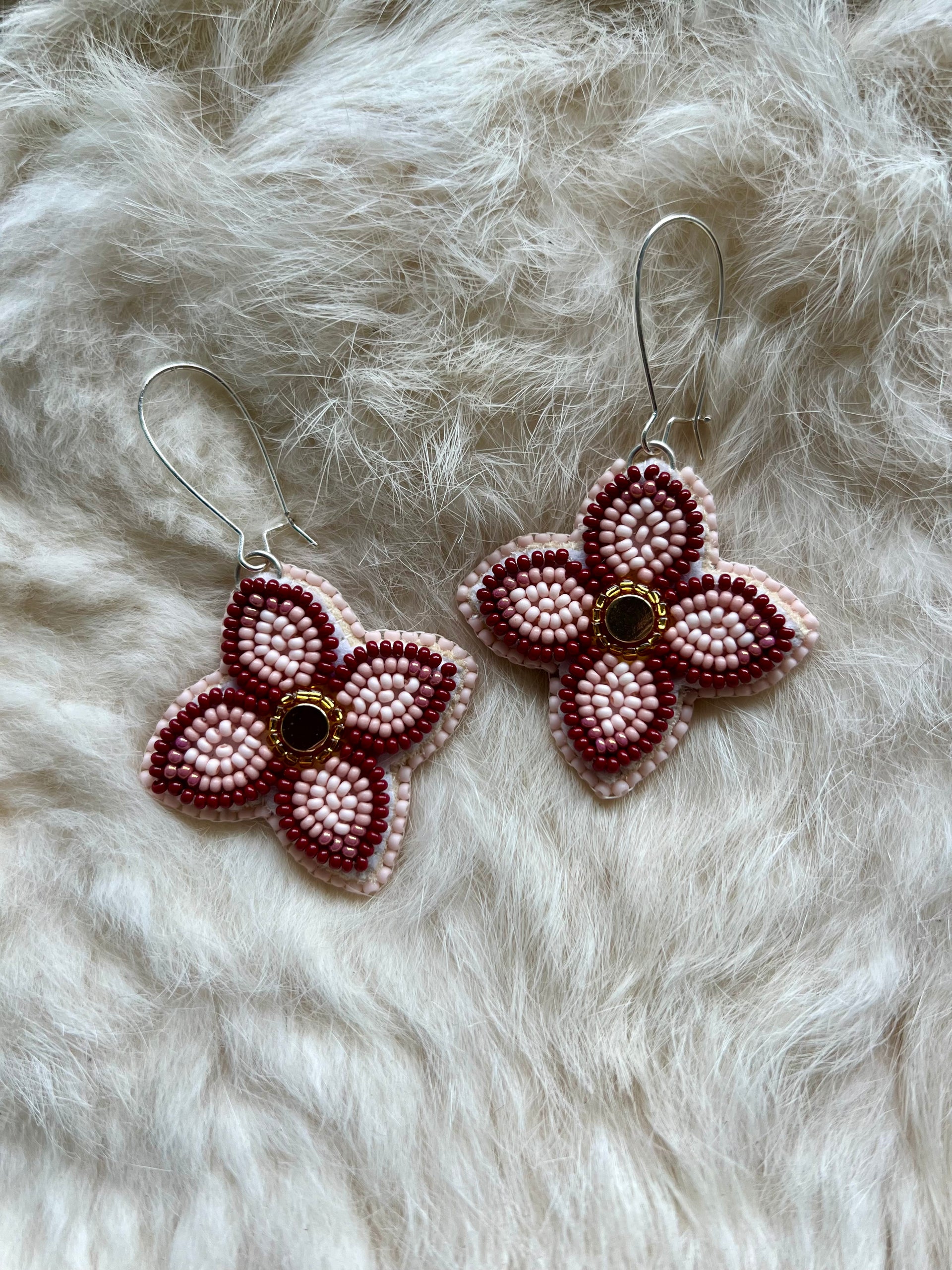 Rose Gold Floral Earrings Running Fox Beads